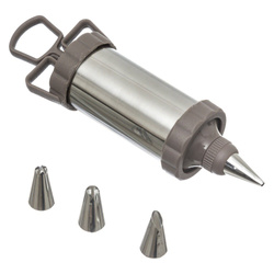 Süteménydíszítő fecskendő, díszítő, inox, 4 végződés