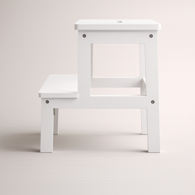 Bambusz lépcsős szék KROK, 46 cm magas, fehér
