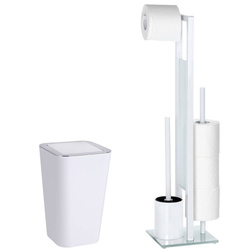 Készlet: WC-papírtartó és WC-kefe, RIVALTA WHITE + CANDY WHITE szemetes - 6 l, WENKO