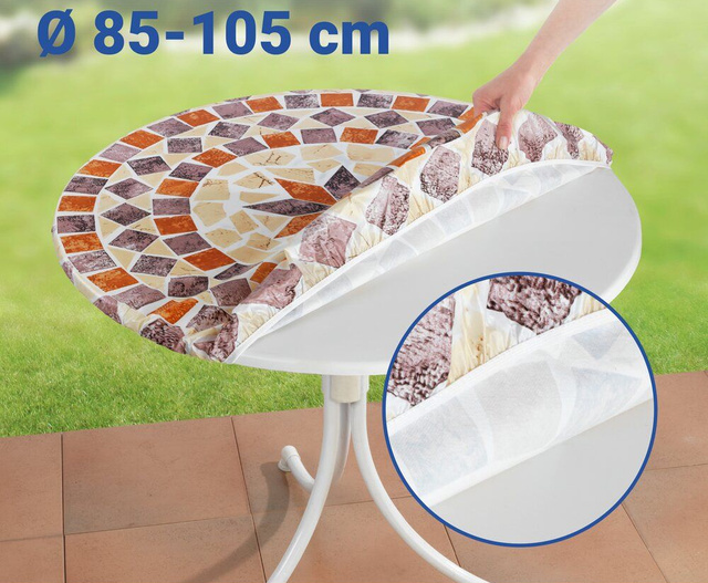 Gumírozott asztalterítő kerek asztalra, mozaik, Ø 85-105 cm