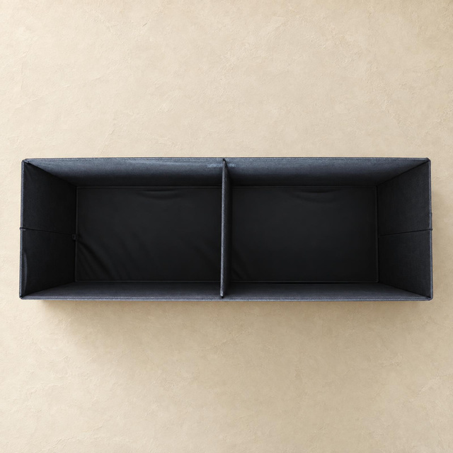 Fiókos tárolóval ellátott, téglalap alakú, összecsukható puff, 110 × 38 × 38 cm, szürke