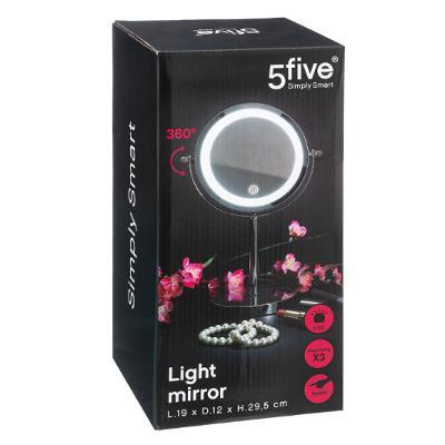 LED világító sminktükör, kerek, fém talppal