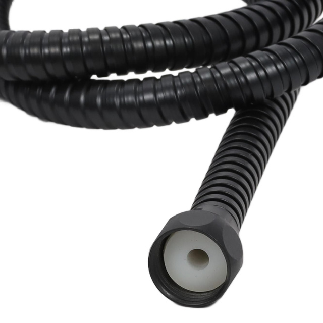 Zuhanytömlő fürdőkádban, fekete, rozsdamentes acél, 150 cm, 1/2" menettel