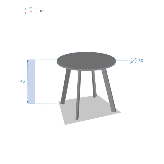 SAONA kerek kerti asztal, fém, Ø 50 cm