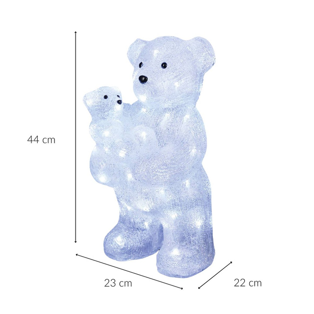 LED világító medve, akril kültéri dekoráció, 56 LED, magasság 44 cm