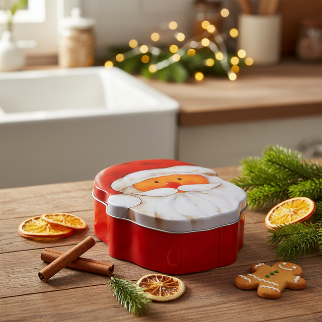 VINTERA karácsonyi mintás süteményes doboz, 1,7 l, Mikulás