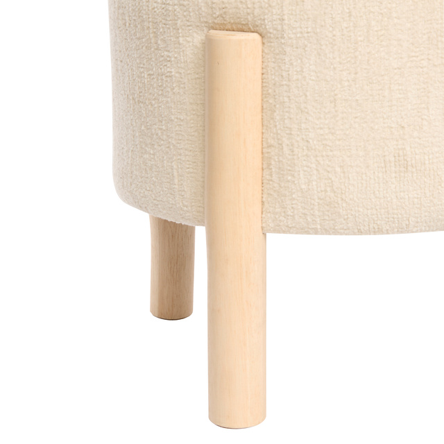 ELKI fedéllel ellátott puff, tárolóhellyel, Ø 45,5 × 37 cm, fehér