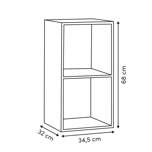 Moduláris polc 2 rekesszel, 34,5 x 32 x 67,5 cm, barna