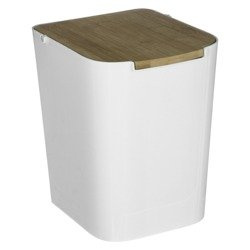 BAMBOU fürdőszobai kosár bambusz fedéllel, 5 L, fehér