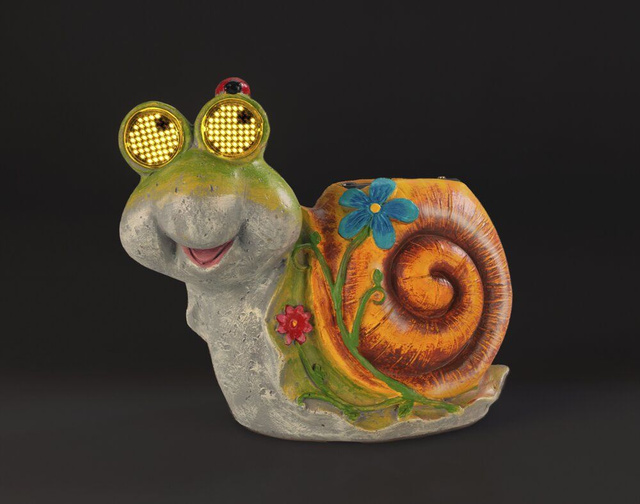 Napelemes kerti figura csiga LED, világító szemekkel, 21 x 18,5 cm