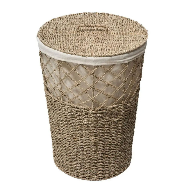 Tengerifűből készült mosodai kosár, 38 cm, pamut bélés