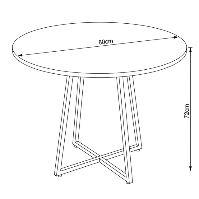 Kerek asztal X-alapzattal, Ø 80 cm × 72 cm, barna