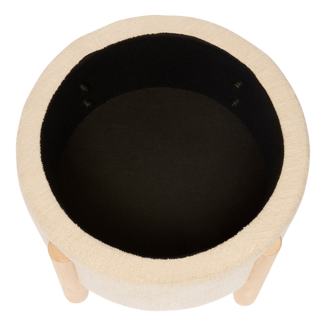 ELKI fedéllel ellátott puff, tárolóhellyel, Ø 45,5 × 37 cm, fehér