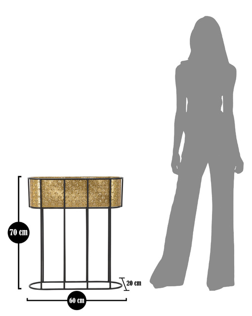 Kaspó állványon, fém korona, magasság 70 cm