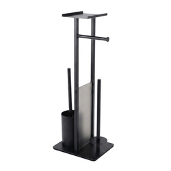 WC-papírtartó és WC-kefe állvány telefonállvánnyal HYLLA, 65 cm, fekete