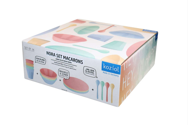 NORA MACARONS kemping étkészlet, 16 darabos, KOZIOL