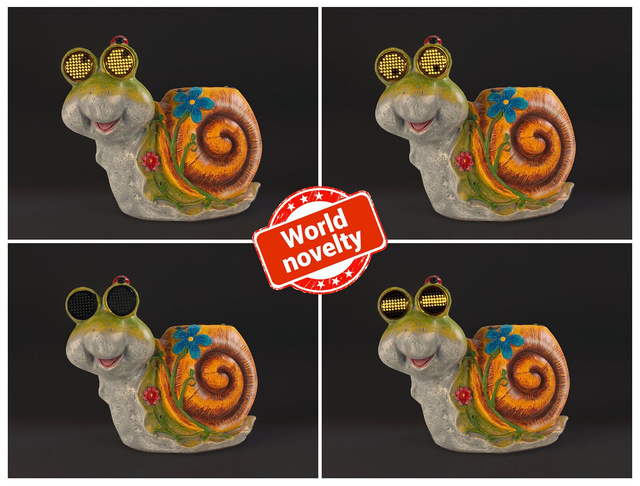 Napelemes kerti figura csiga LED, világító szemekkel, 21 x 18,5 cm
