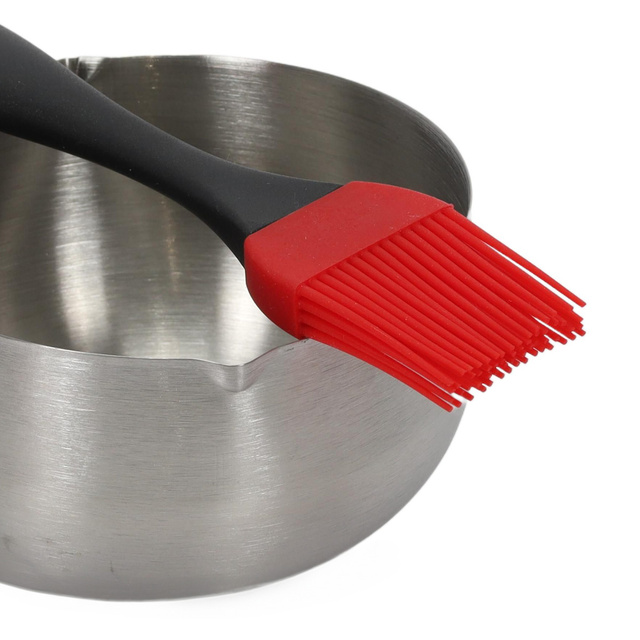 Kefés tálca, ecsettel ellátott pácoló edény, szószos edény ecsettel, grillező kiegészítők