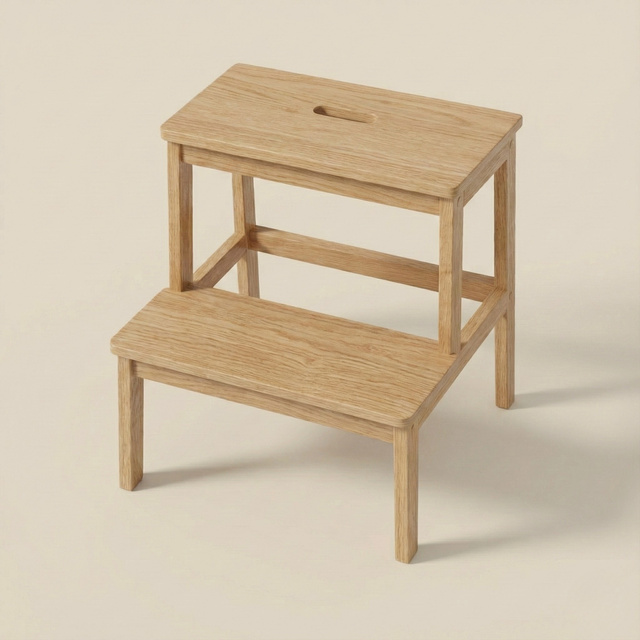 Bambusz lépcsős szék KROK, magasság 46 cm, természetes