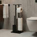WC-papírtartó és WC-kefe állvány telefonállvánnyal HYLLA, 65 cm, fekete