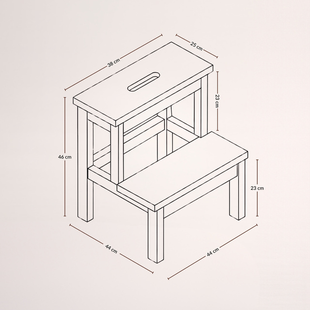 Bambusz lépcsős szék KROK, magasság 46 cm, természetes