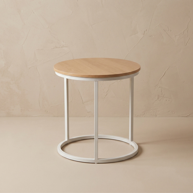 2 db kerek dohányzóasztal garnitúra, Ø 60 cm × 50 cm, fehér és barna