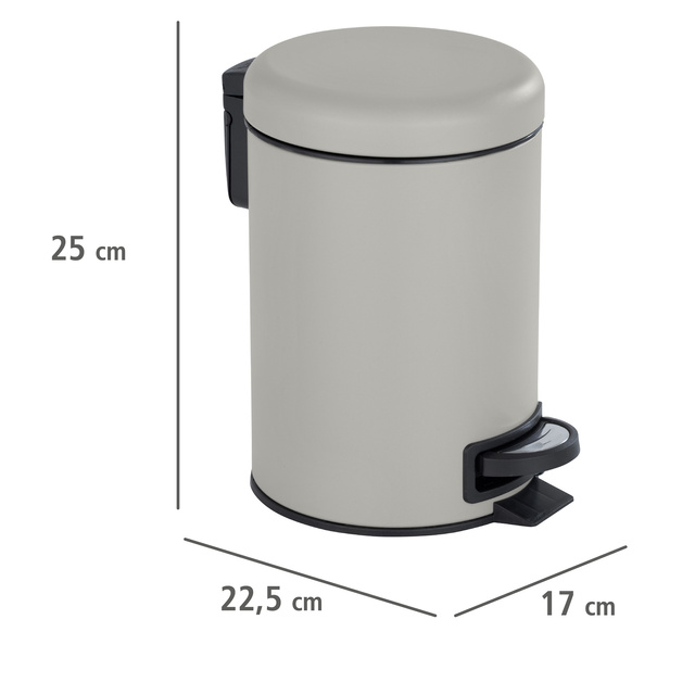 LEMAN MATT világosbarna fürdőszobai kosár, szemetes, 3 l, WENKO, taupe