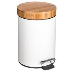 Bambuszfedeles fürdőszobai szemetes, 3 l, fehér
